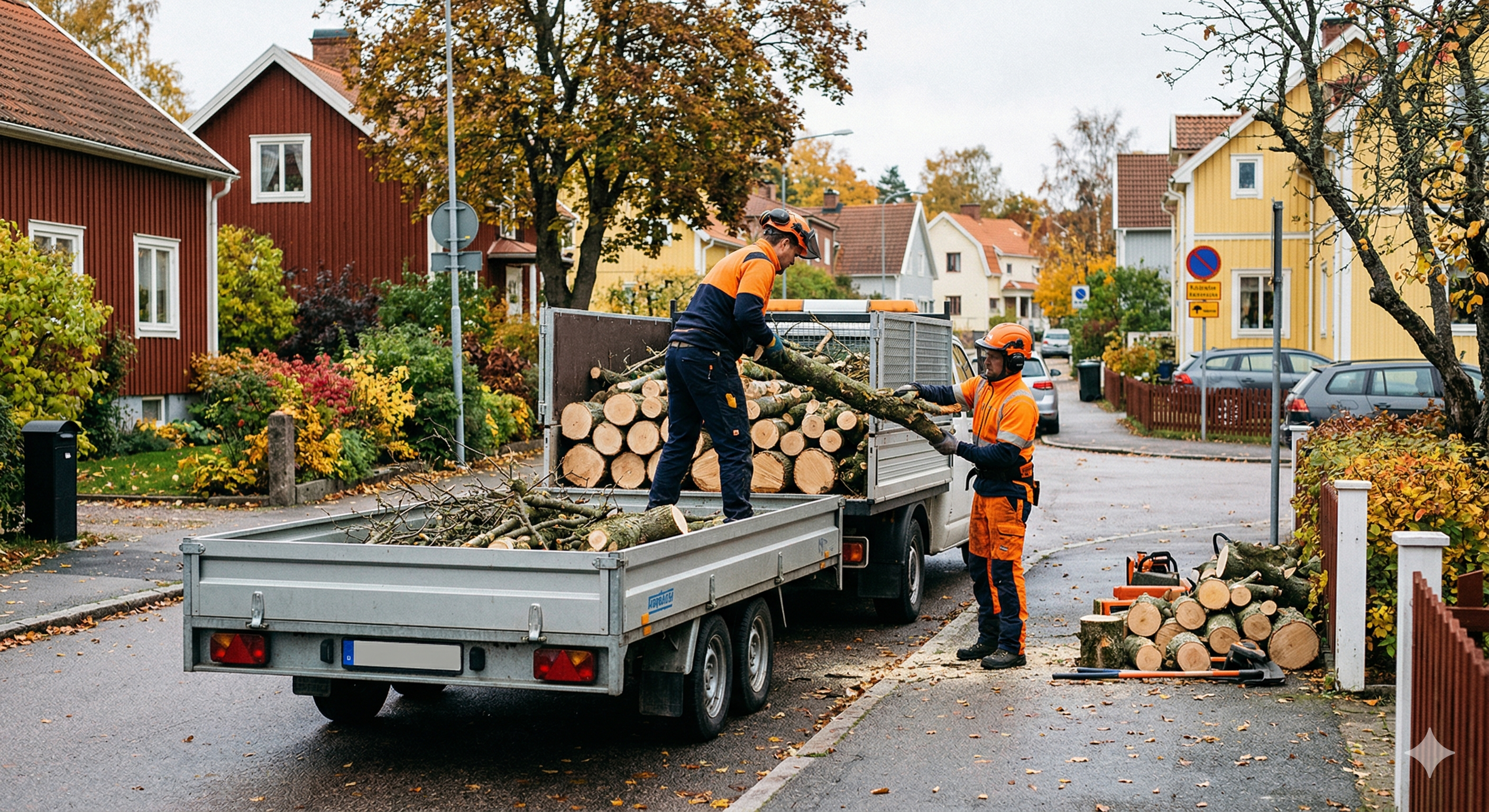 Bortforsling av stammar och grenar efter trädfällning